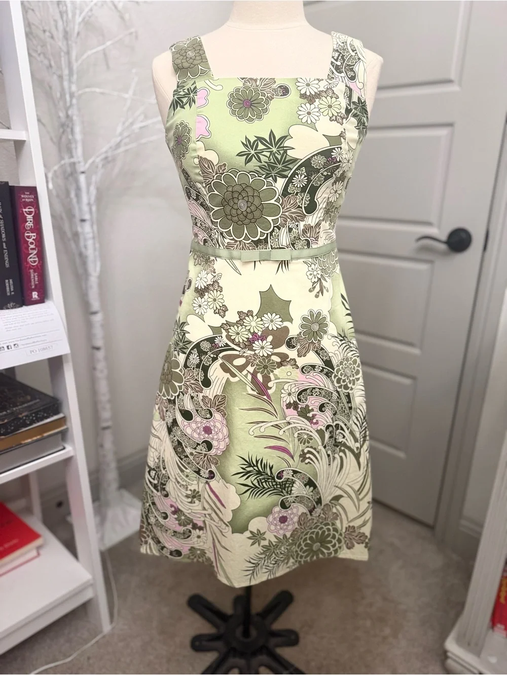 Rabbit Rabbit Rabbit Green Floral Square-Neck A-Line Mini Dress - Picture 7 of 7